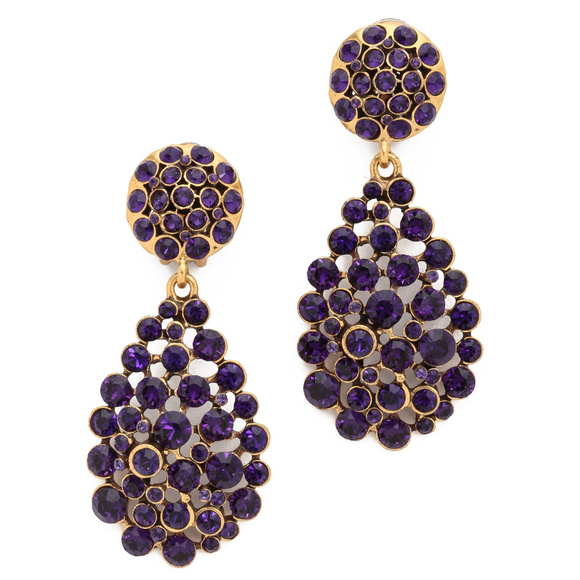 Oscar de la Renta Jewelry - Oscar de la Renta Signed Purple Teardrop Earrings